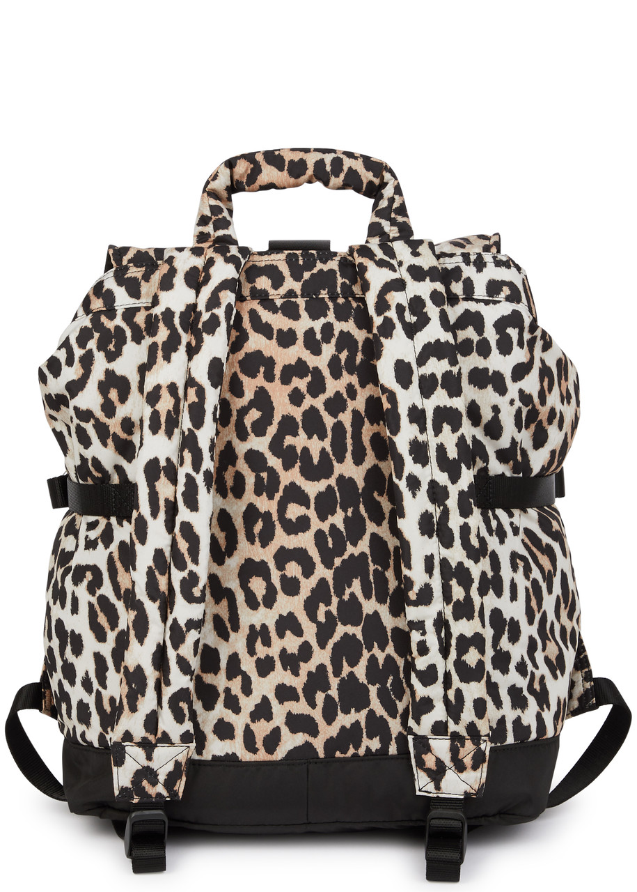  Ganni Leopard-print Nylon Backpack - One Size 
