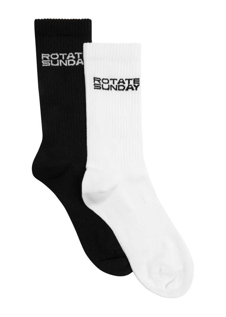 Rotate Birger Christensen Rotate Sunday Logo Cotton-blend Socks In Black And White