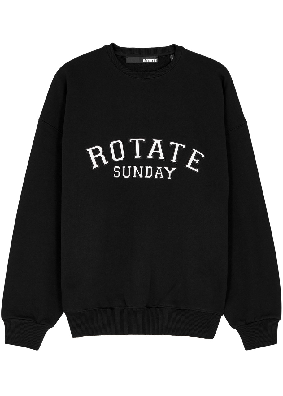 Rotate Birger Christensen Rotate Sunday Classic Logo-embroidered Cotton Sweatshirt In Black