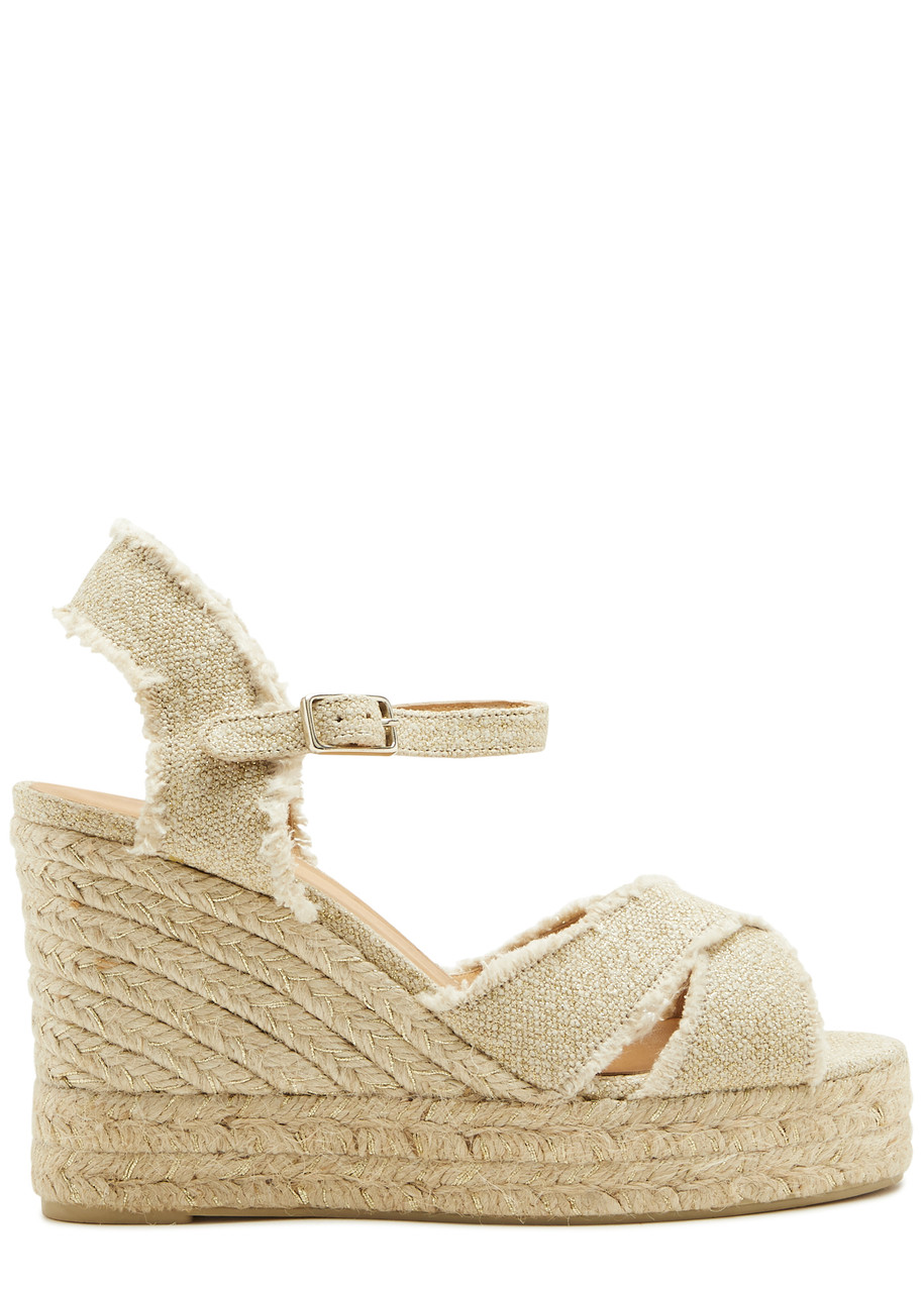 Castaã±er Bromelia 100 Canvas Wedge Espadrilles In Gold