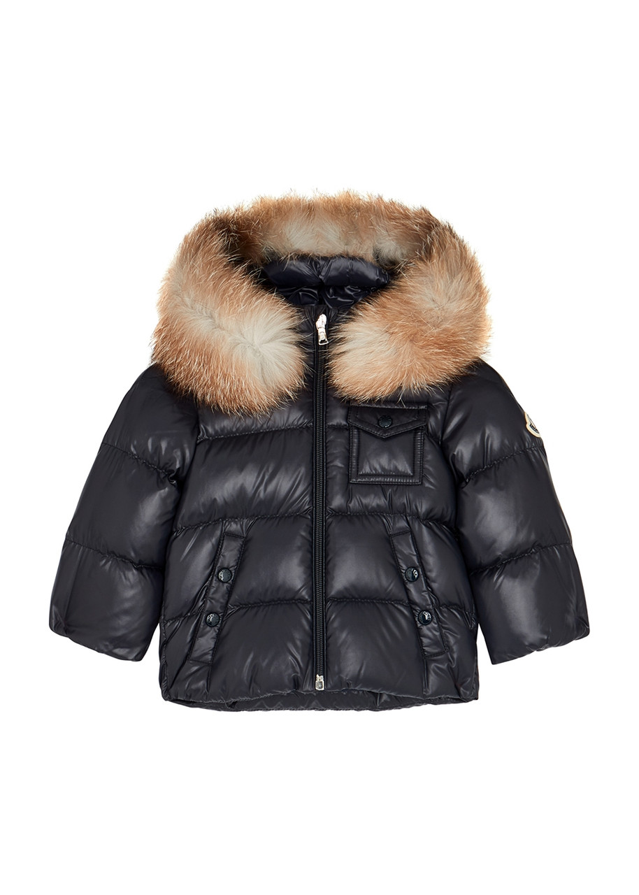 Moncler Kids K2 Fur-trimmed Quilted Shell Jacket (12 months-3 Years) - Navy