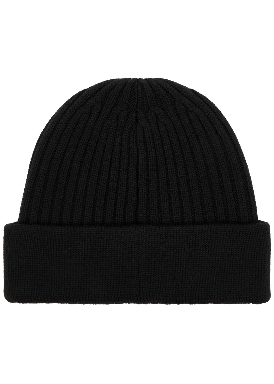  Loewe Logo-embroidered Ribbed Wool Beanie - Black 
