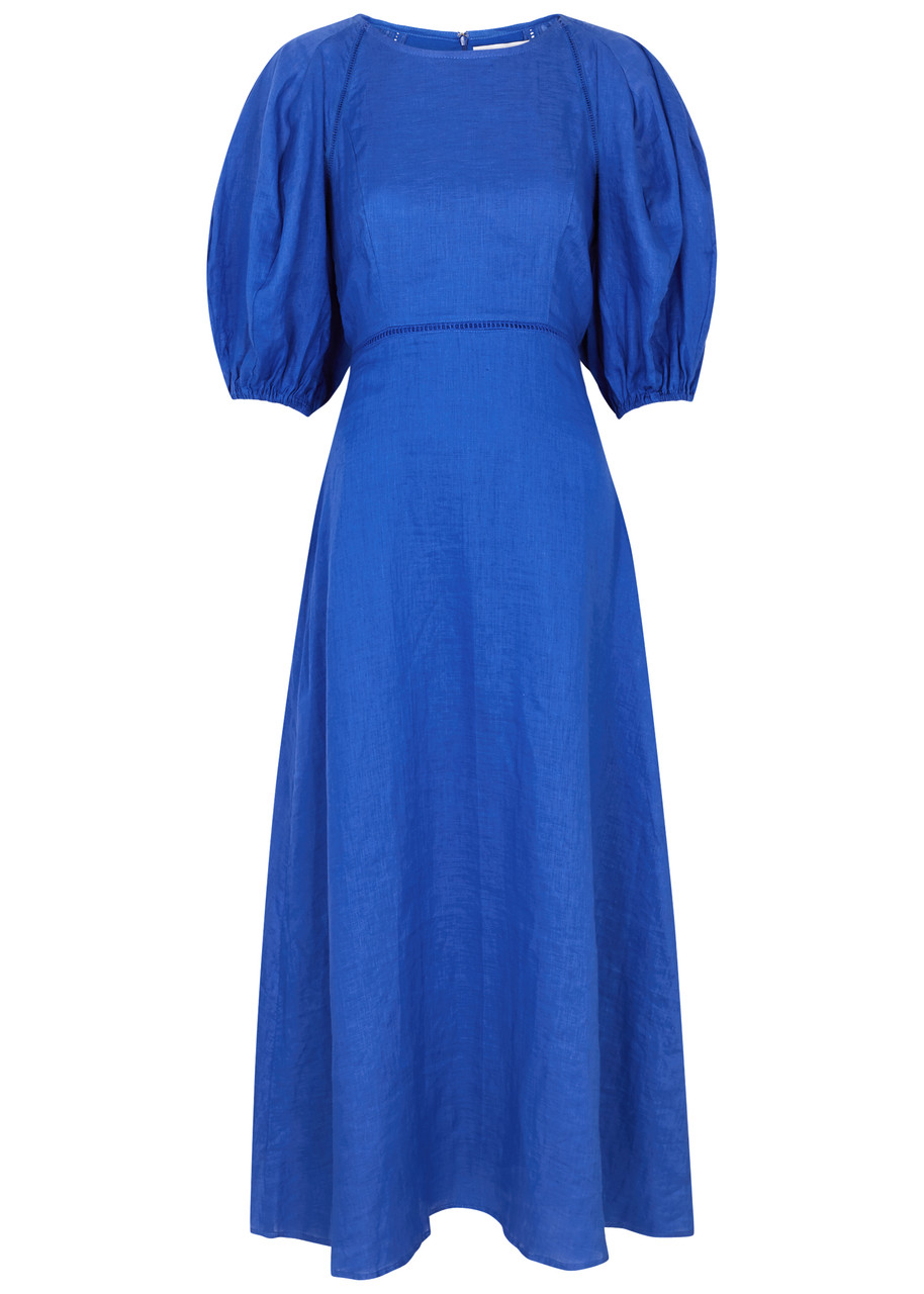 Faithfull The Brand Valerina Sicilian Blue Maxi Dress In Bright Blue