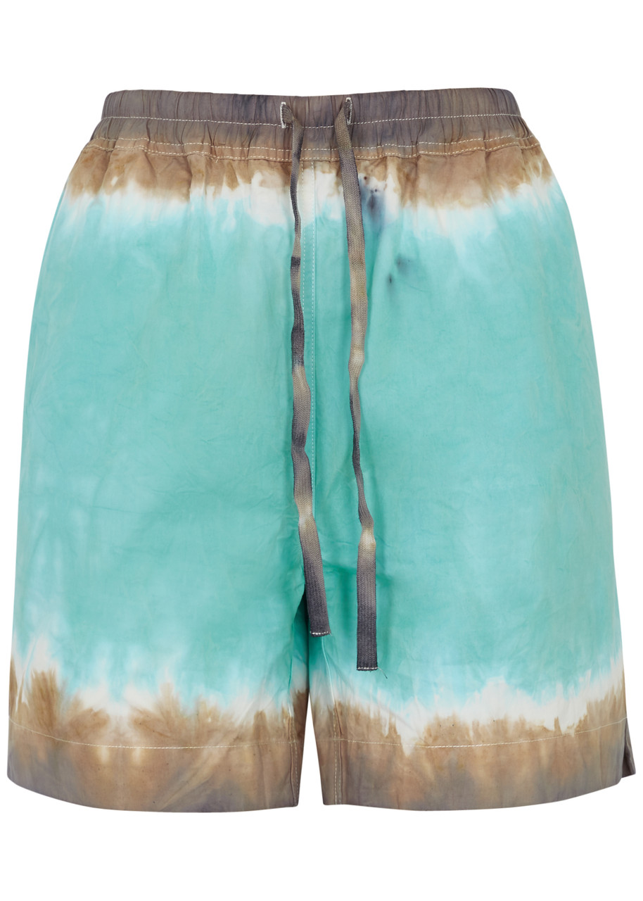 Luuda Tie-dye Cotton-poplin Shorts In Aqua