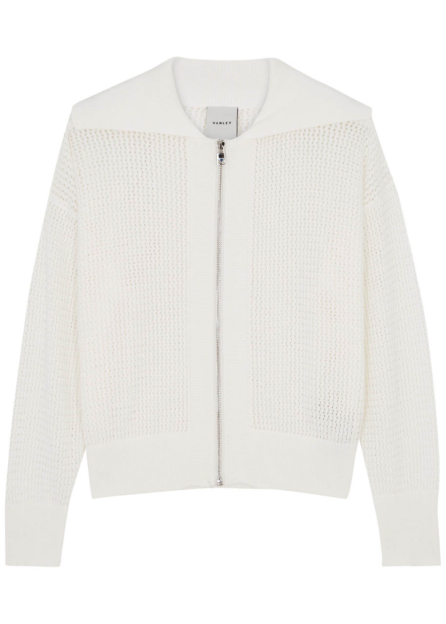 Varley Fairfield Open-knit Cotton Jacket In White
