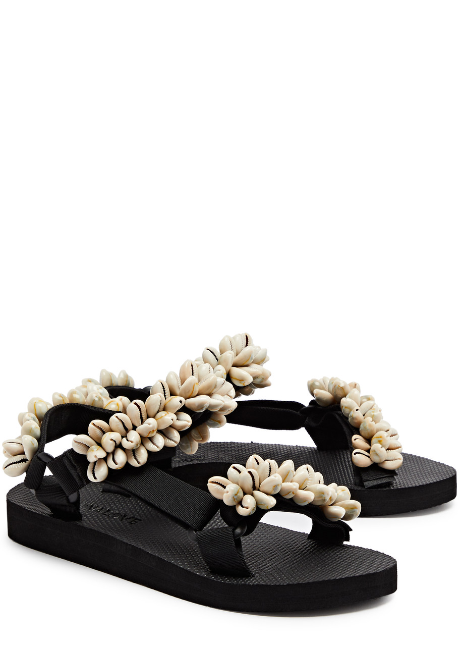 Arizona Love Trekky Shell-embellished Sandals In Black