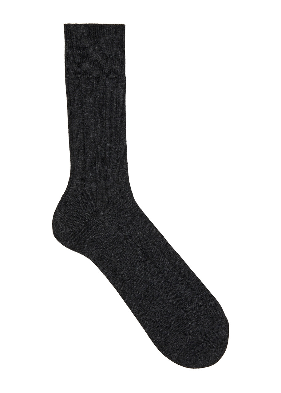 Falke Lhasa Wool And Cashmere-blend Socks In Grey