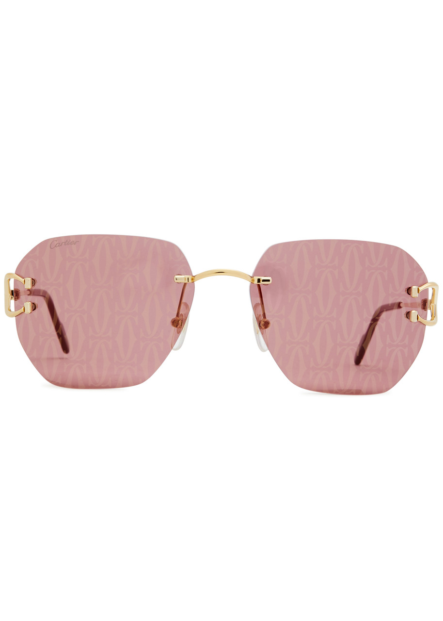 Cartier Signature C De Printed Rimless Sunglasses In Gold