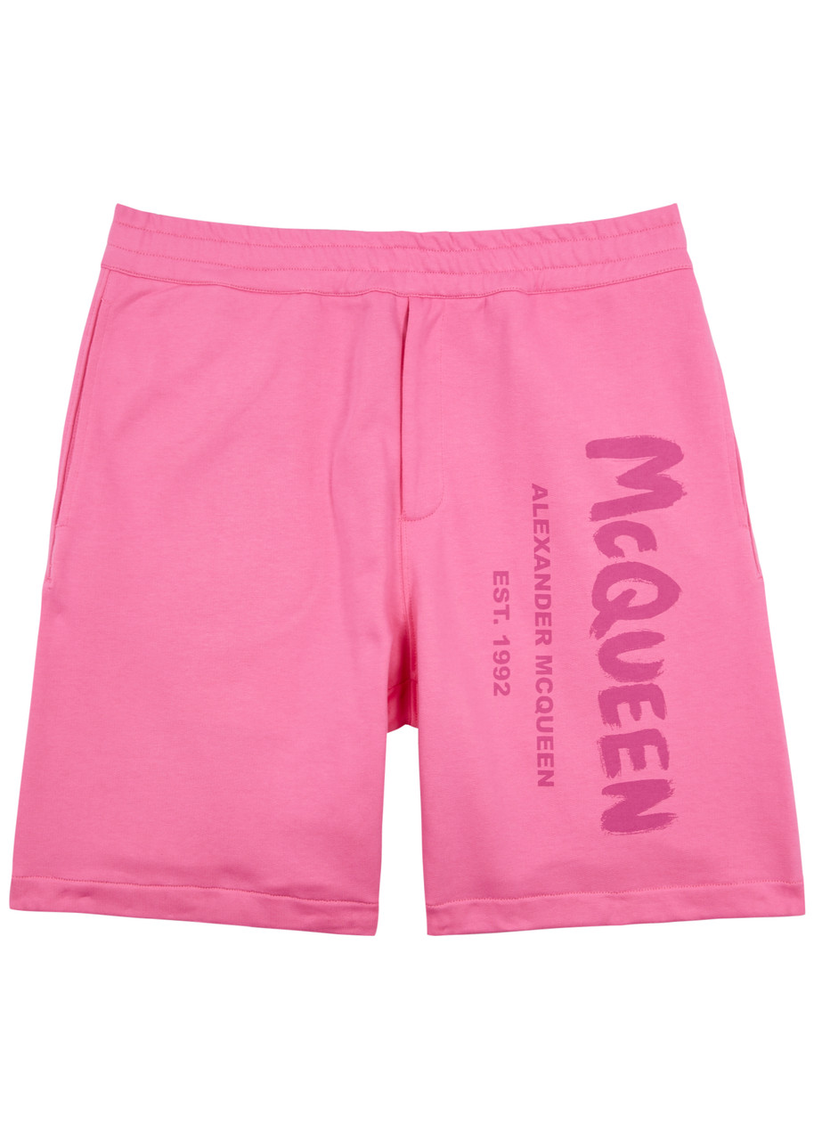 Alexander Mcqueen Logo-print Cotton Shorts In Pink