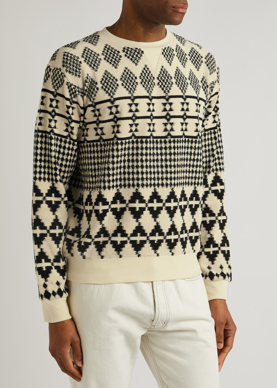  Saint Laurent Patterned-jacquard Terry Sweatshirt - Beige - M 