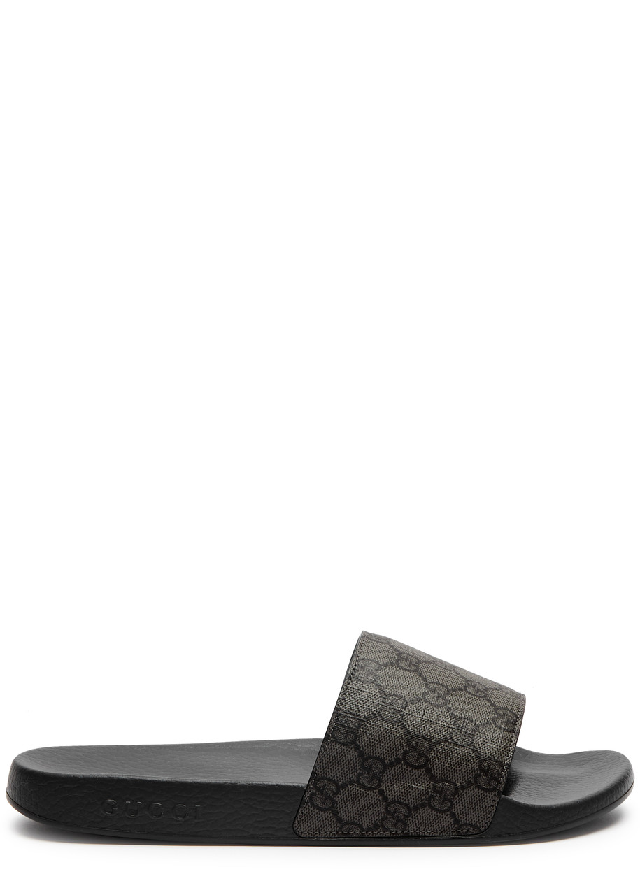 Gucci GG Supreme Monogrammed Sliders - Black - 6