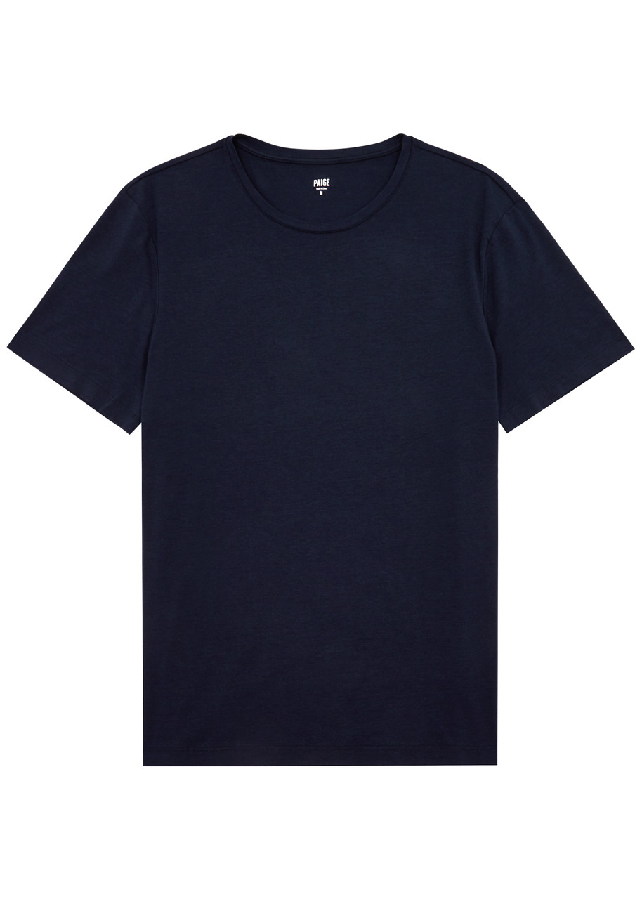 Paige Cash Stretch-jersey T-shirt In Navy