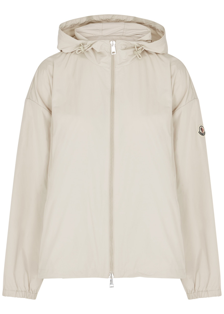 Moncler Women's Medium Cream Tyx Shell Jacket - Water Repellent & Features a Drawstring Hood - 2
