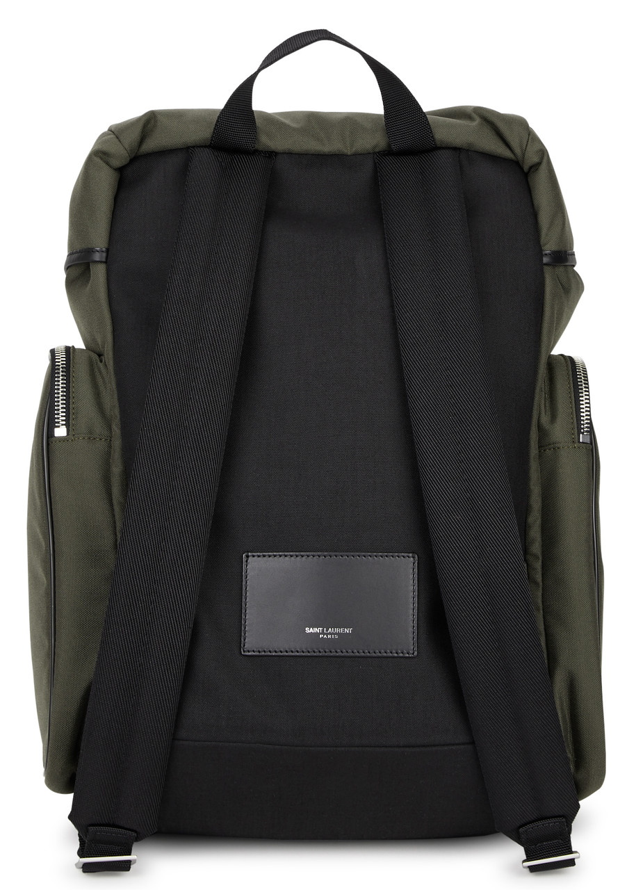  Saint Laurent Hunt Panelled Canvas Backpack - Khaki - One Size 