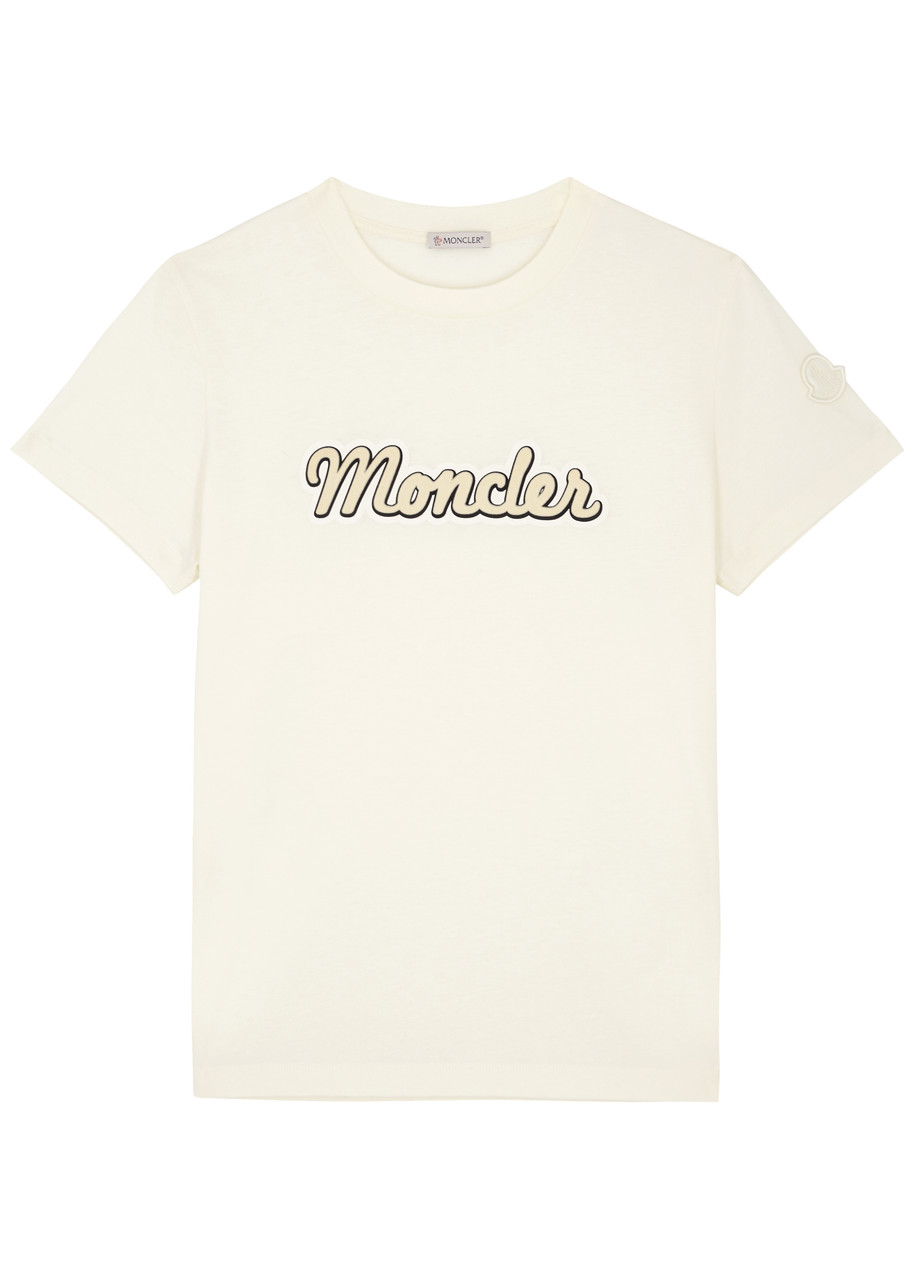Moncler Printed Cotton T-shirt In Off White