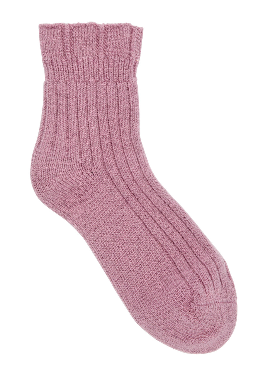 Falke Bedsock Rib Wool-blend Socks In Rose