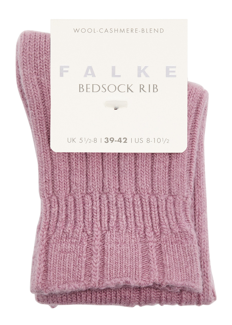 Falke Bedsock Rib Wool-blend Socks In Rose