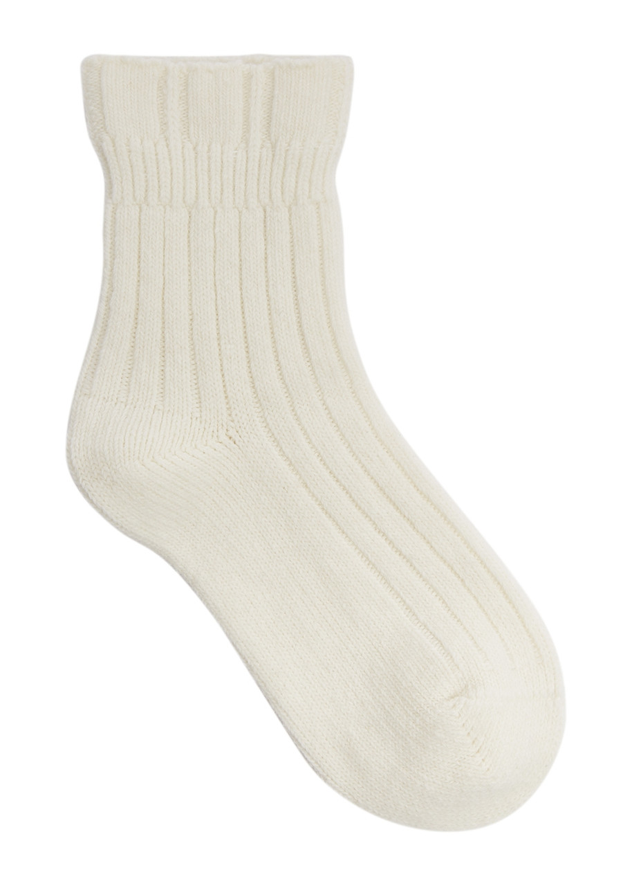 Falke Bedsock Rib Wool-blend Socks In Off White