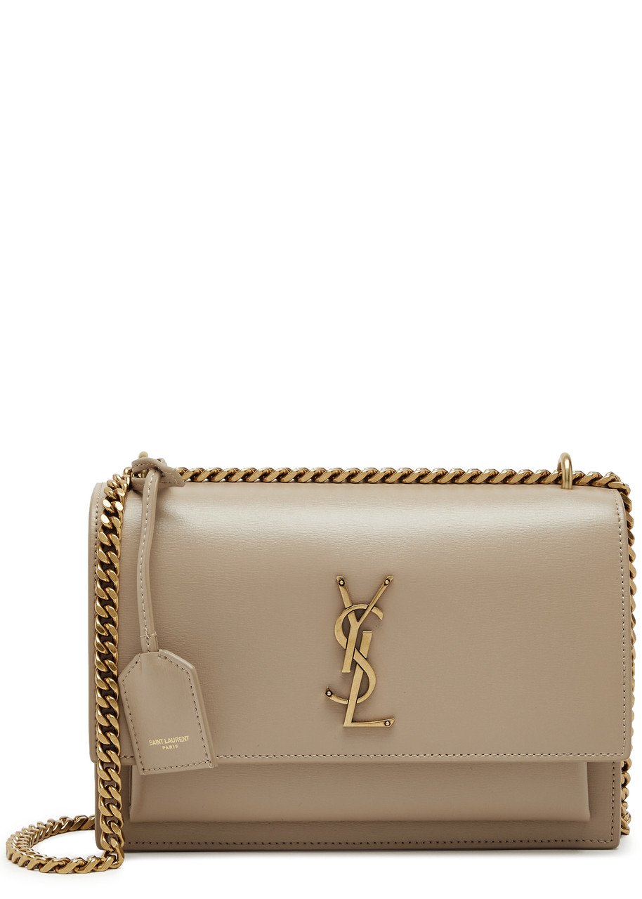 Saint Laurent Sunset Medium Shoulder Bag, Leather Bag, Beige - One Size