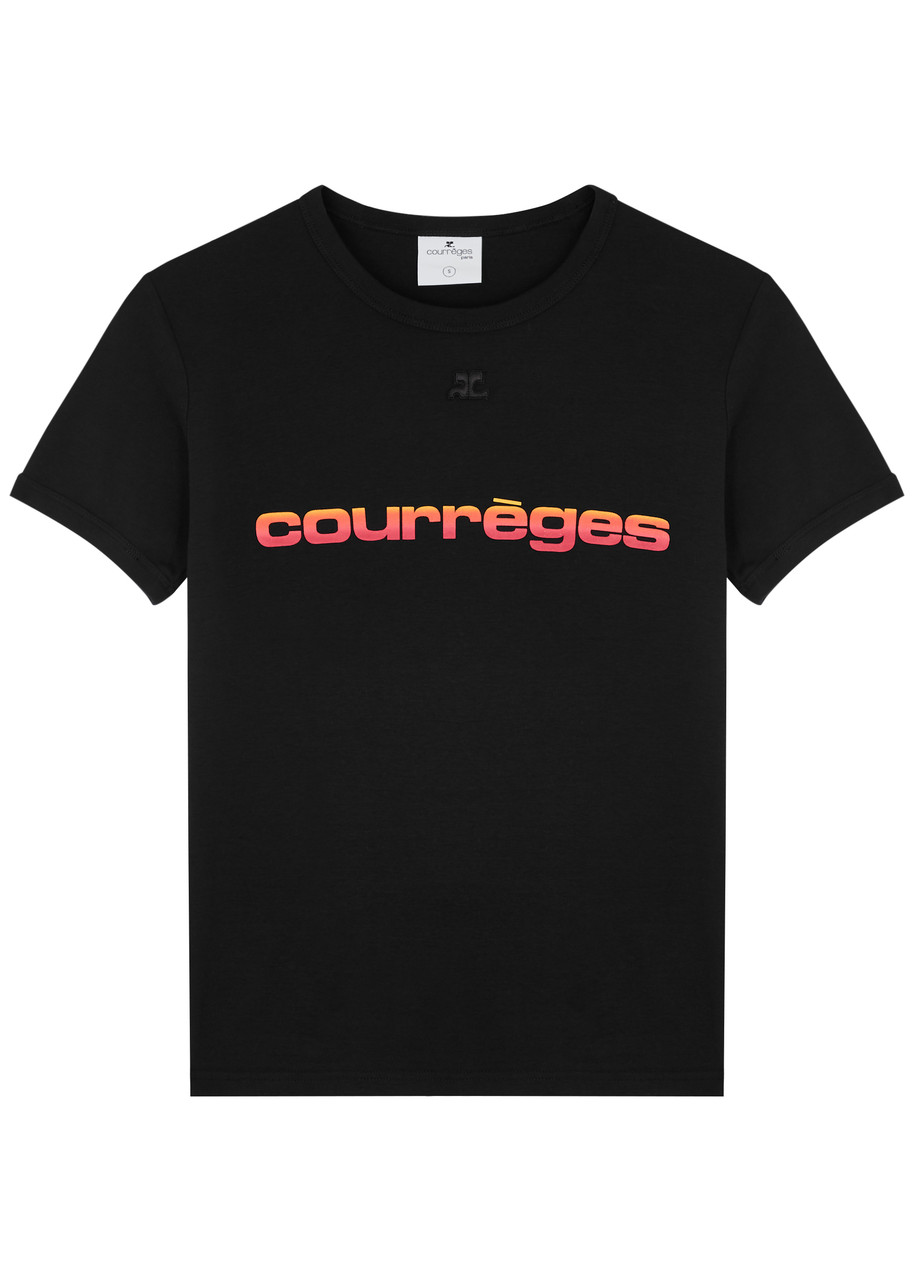Courrèges Logo Cotton Jersey T-shirt In Black