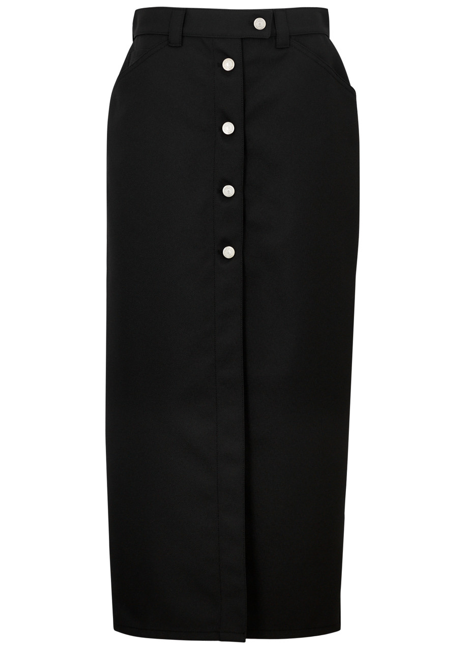 Courrèges Twill Midi Skirt In Black