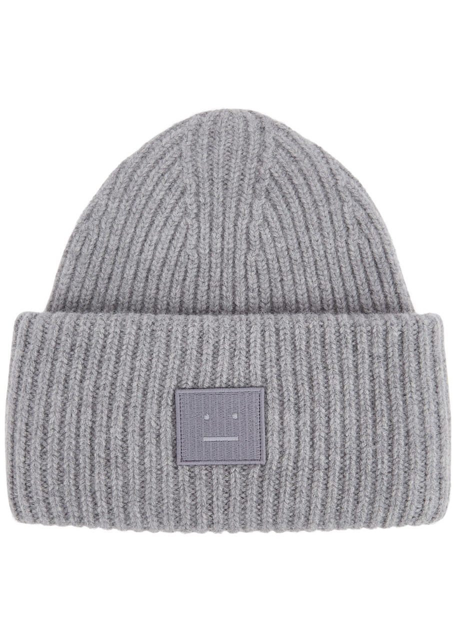 Acne Studios Pansy Ribbed Wool Beanie In Gray