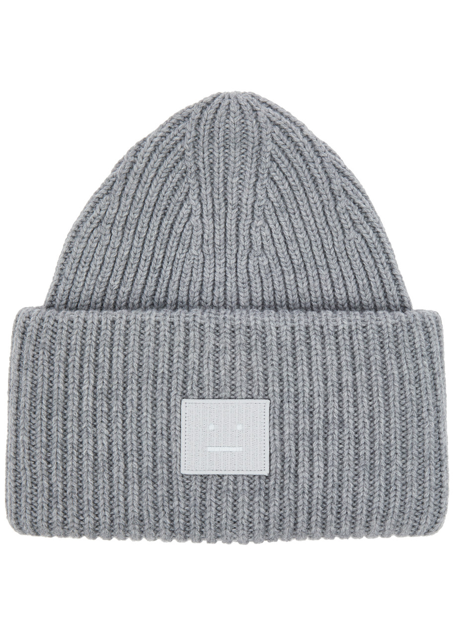 Acne Studios Pansy Ribbed Wool Beanie – Grey