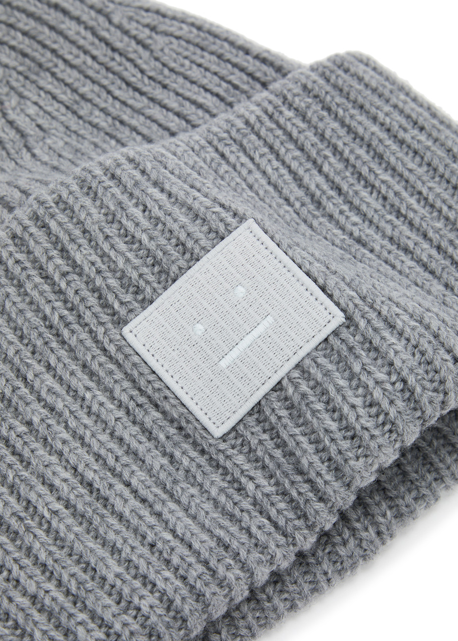 Acne Studios Pansy Ribbed Wool Beanie – Grey