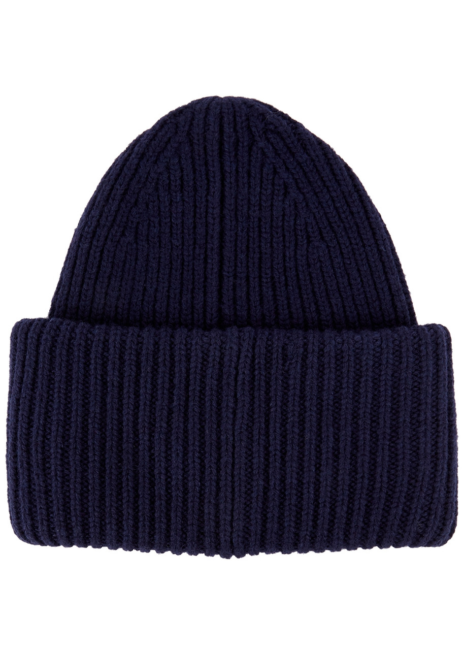 Acne Studios Pansy Ribbed Wool Beanie – Navy