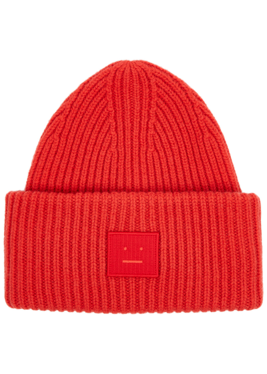 Acne Studios Pansy Ribbed Wool Beanie - Red