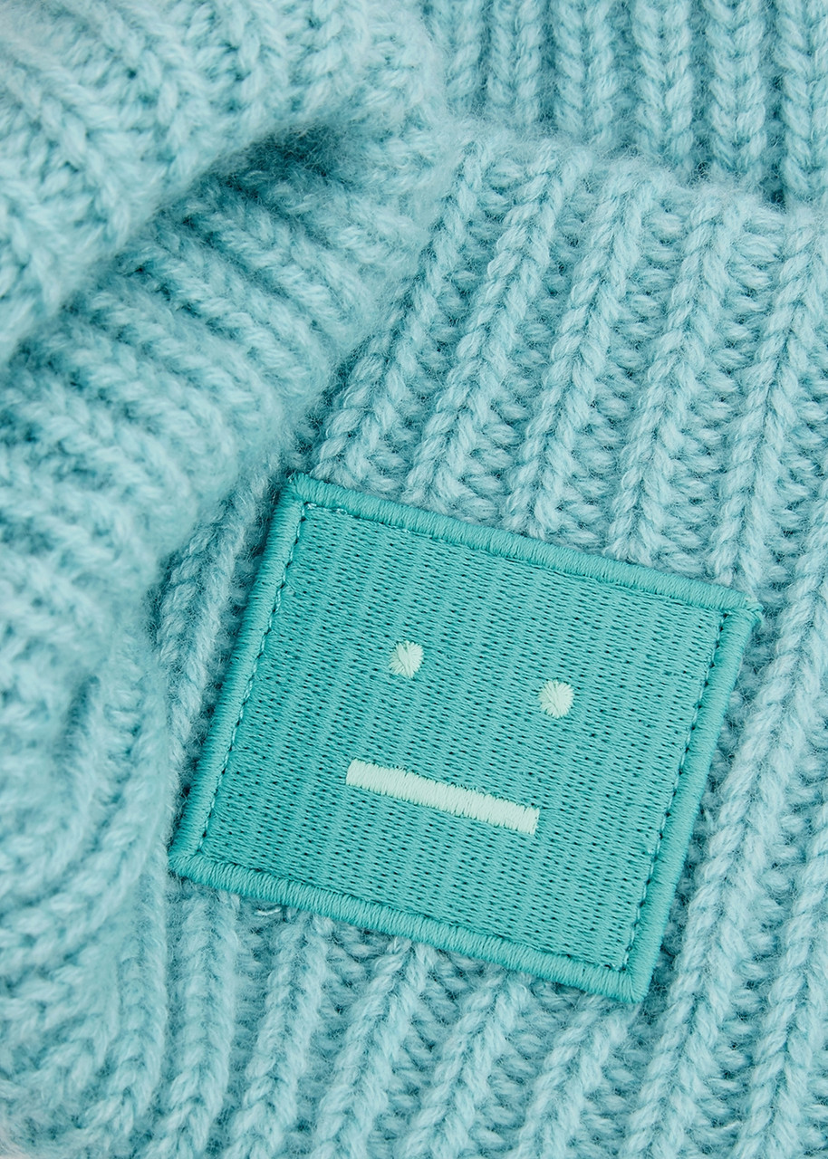 Acne Studios Pansy Ribbed Wool Beanie - Turquoise 