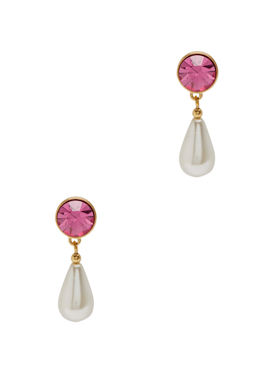 Kenneth Jay Lane Crystal and Pearl-embellished Drop Earrings - Pink And White - One Size
