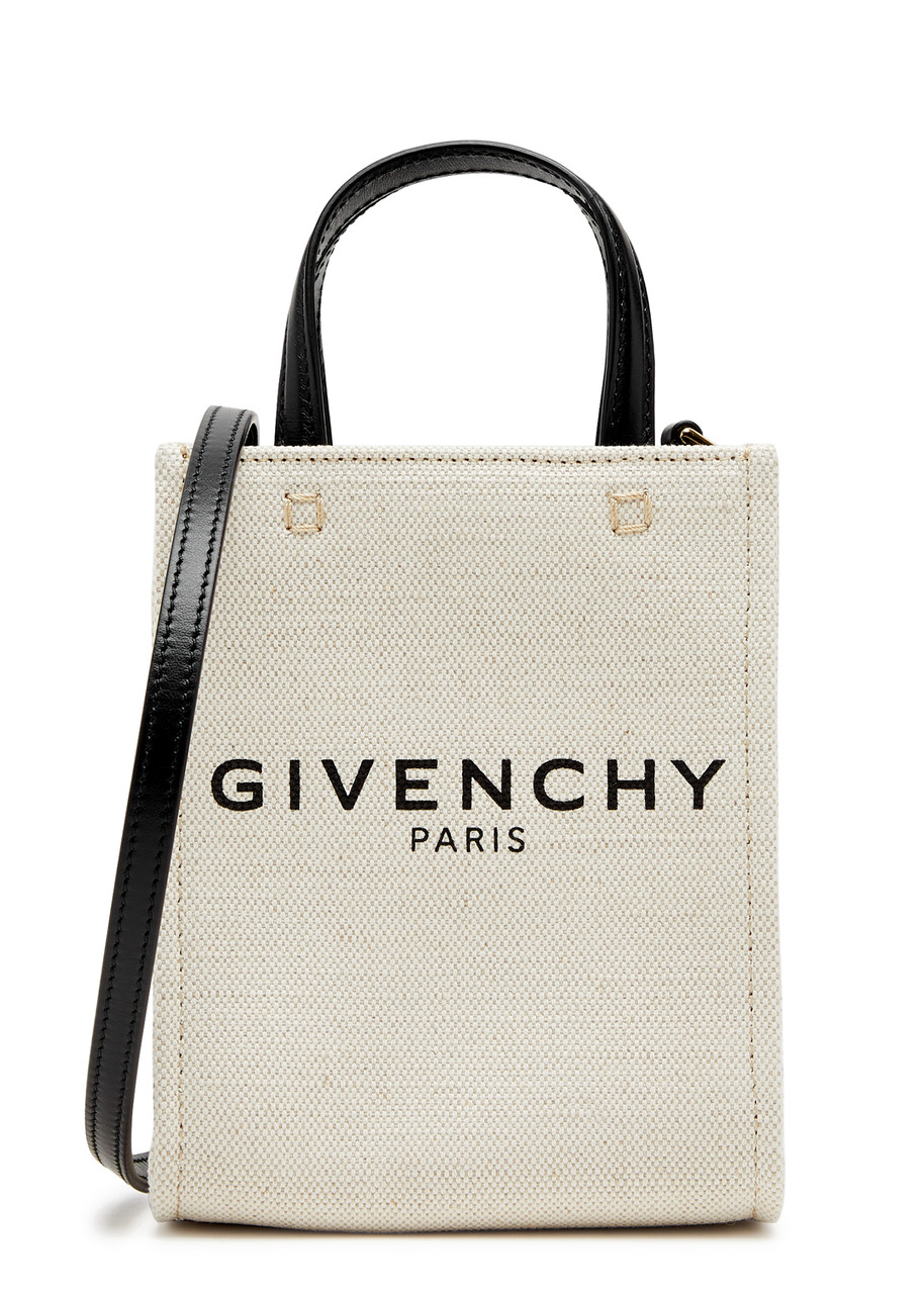 Givenchy G-tote Mini Canvas Cross-body Bag In Beige