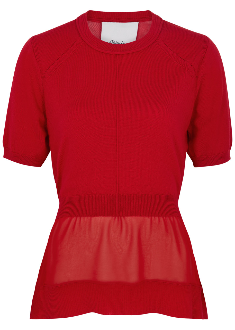 3.1 Phillip Lim Chiffon and Wool-blend Jumper - Red - L