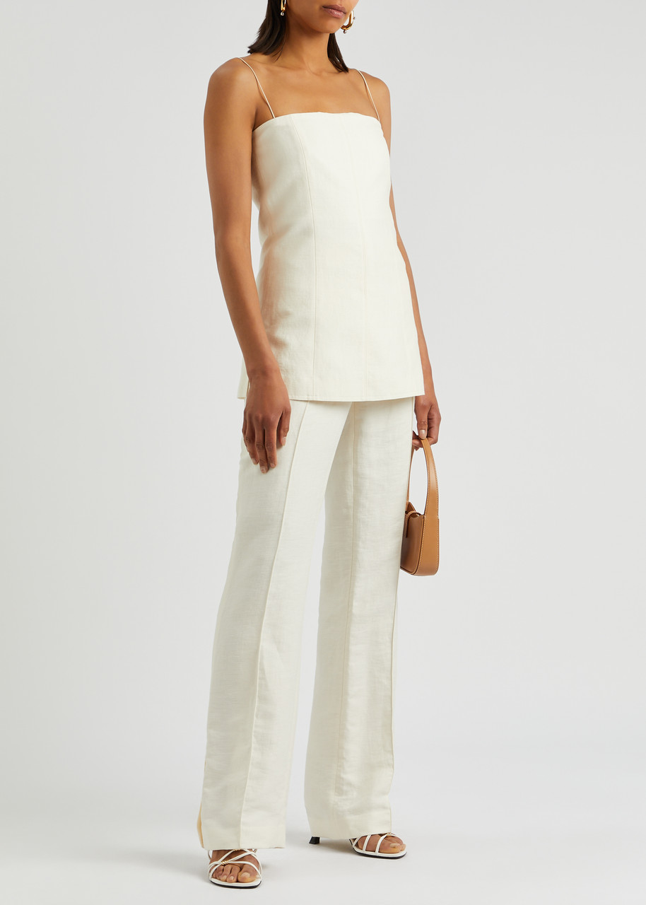  Helmut Lang Slim-leg Linen-blend Trousers - Ivory - 12 