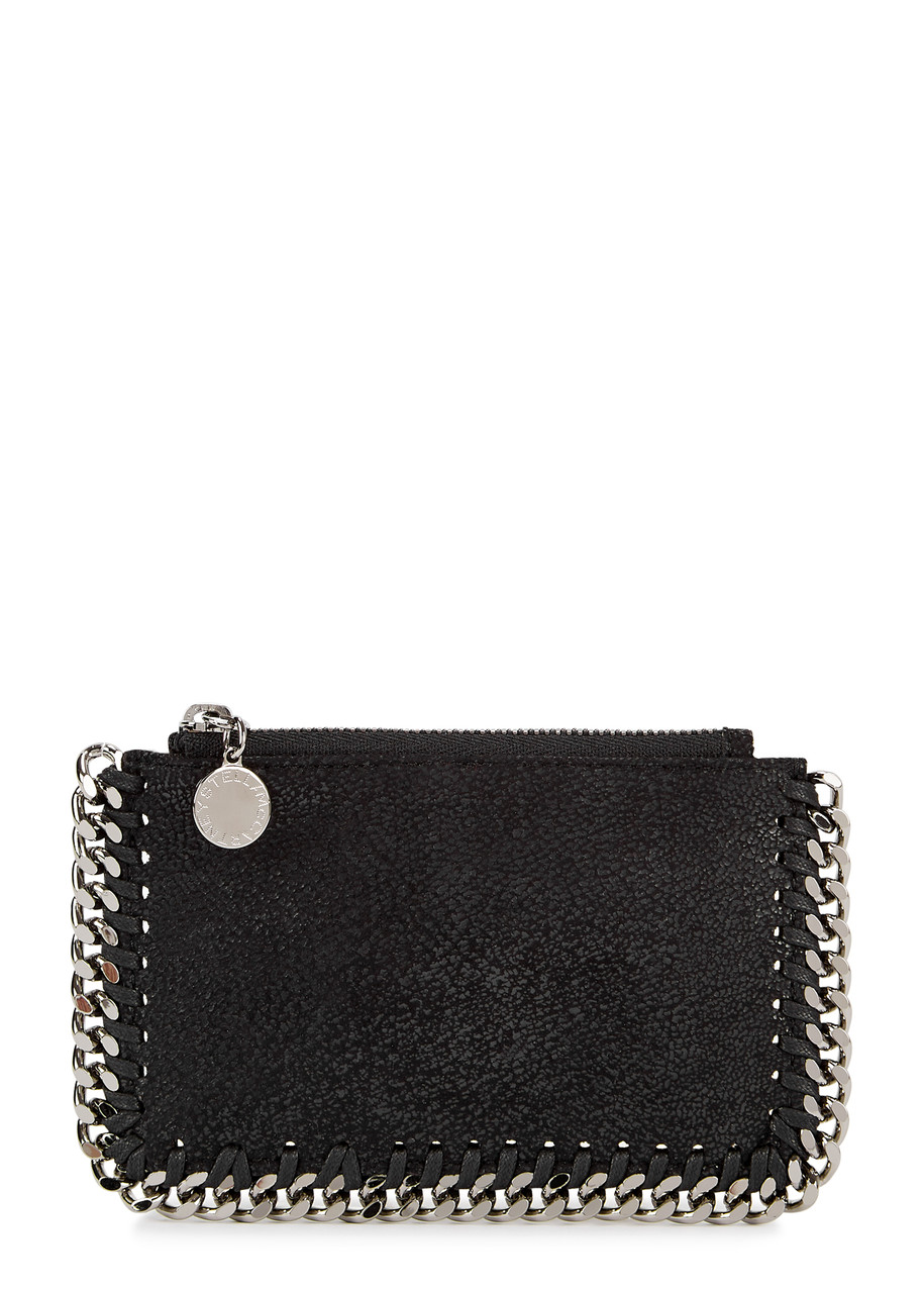 Stella Mccartney Falabella Faux Suede Card Holder In Black