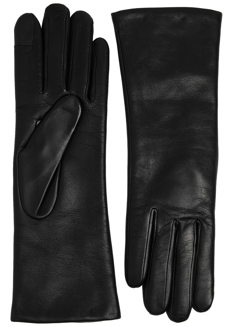 Agnelle Christina Leather Gloves In Black