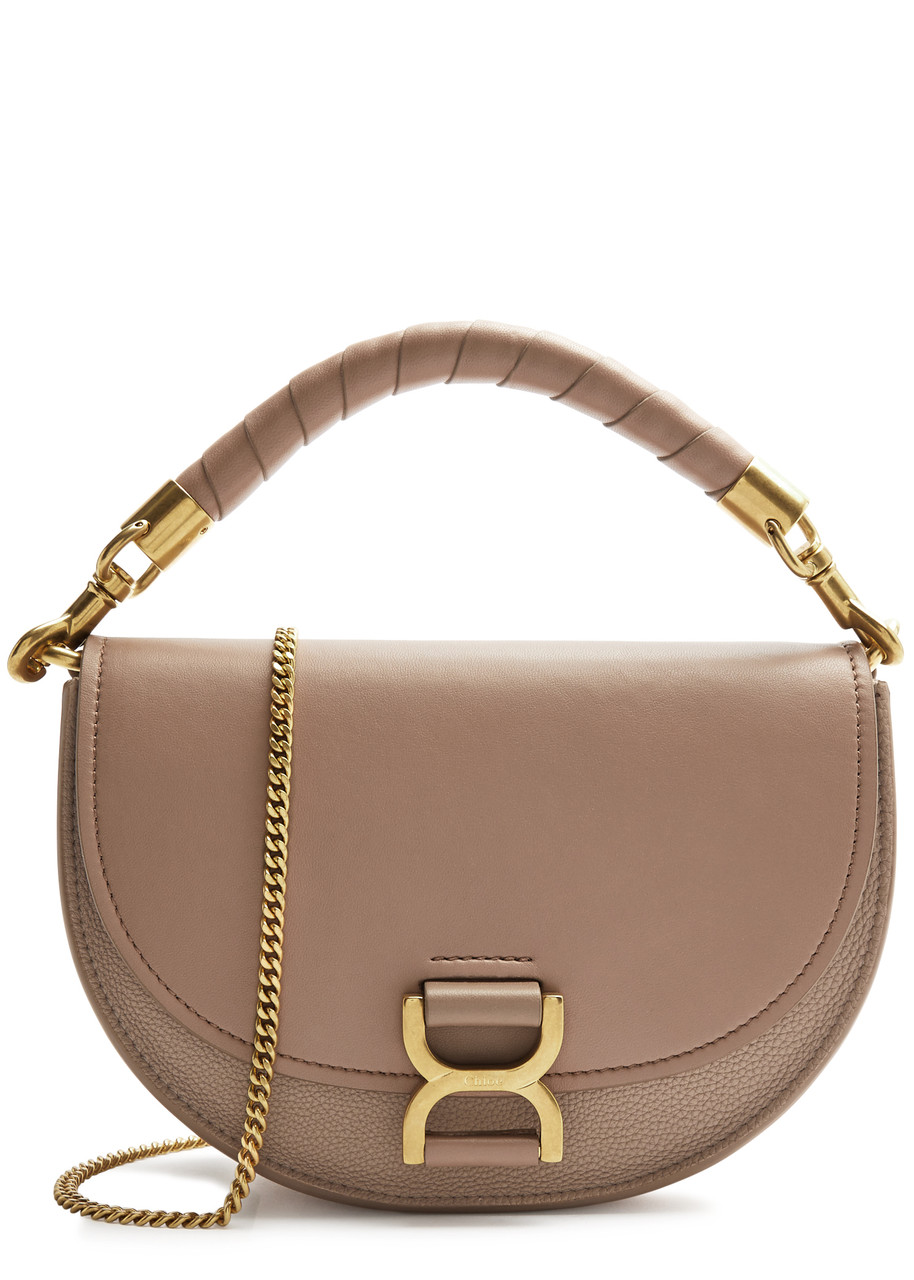 Chloé Marcie Leather Cross Body Bag, Leather Bag, Pink In Brown