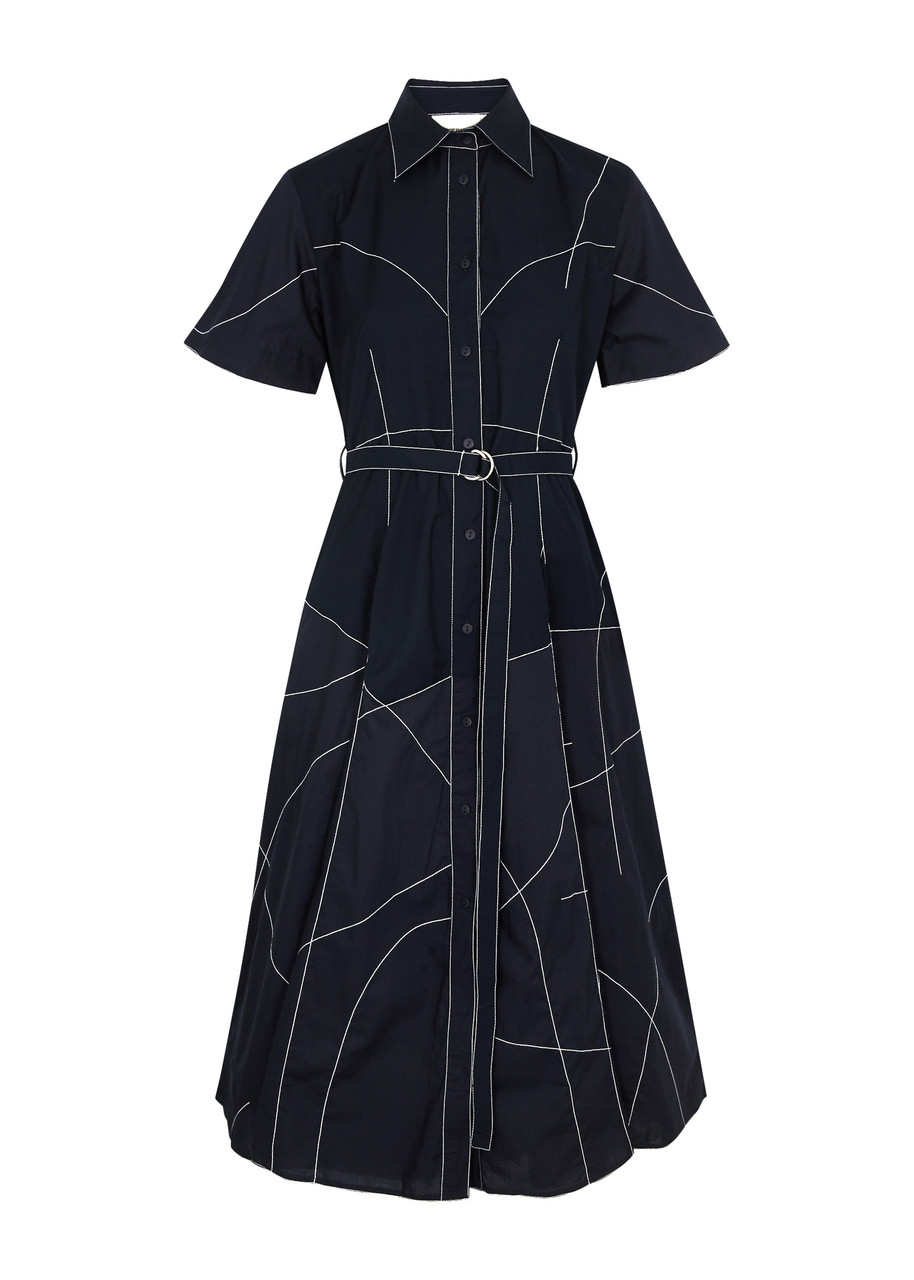 Lovebirds Belted Midi Dress - Navy - XS