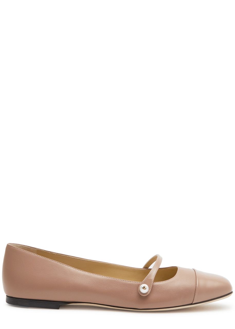 Jimmy Choo Elisa Leather Flats - Nude - 8