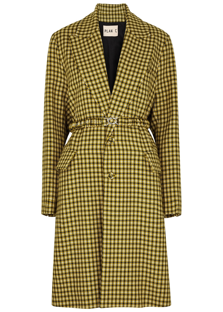 Plan C Checked Wool Coat - Multicoloured - 12