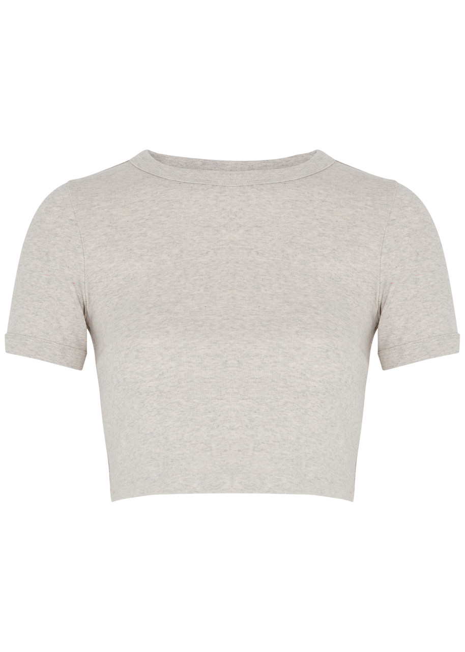 Flore Flore Car Cropped Cotton T-shirt In Grey