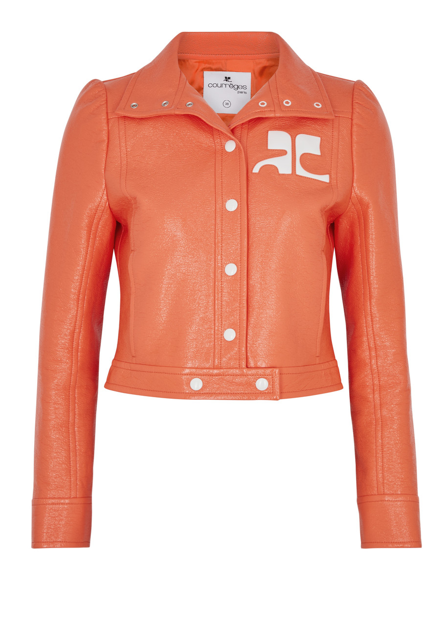 Courrèges Logo Cropped Vinyl Jacket - Orange - 12
