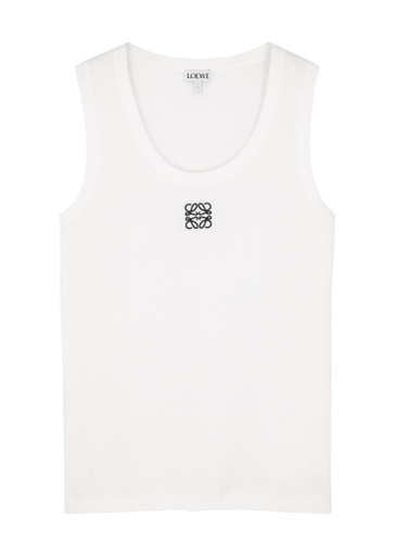 正規品　LOEWE リブ編み タンクトップ M ホワイト　クロップド LOEWE Logo-embroidered stretch-cotton tank | Harvey Nichols