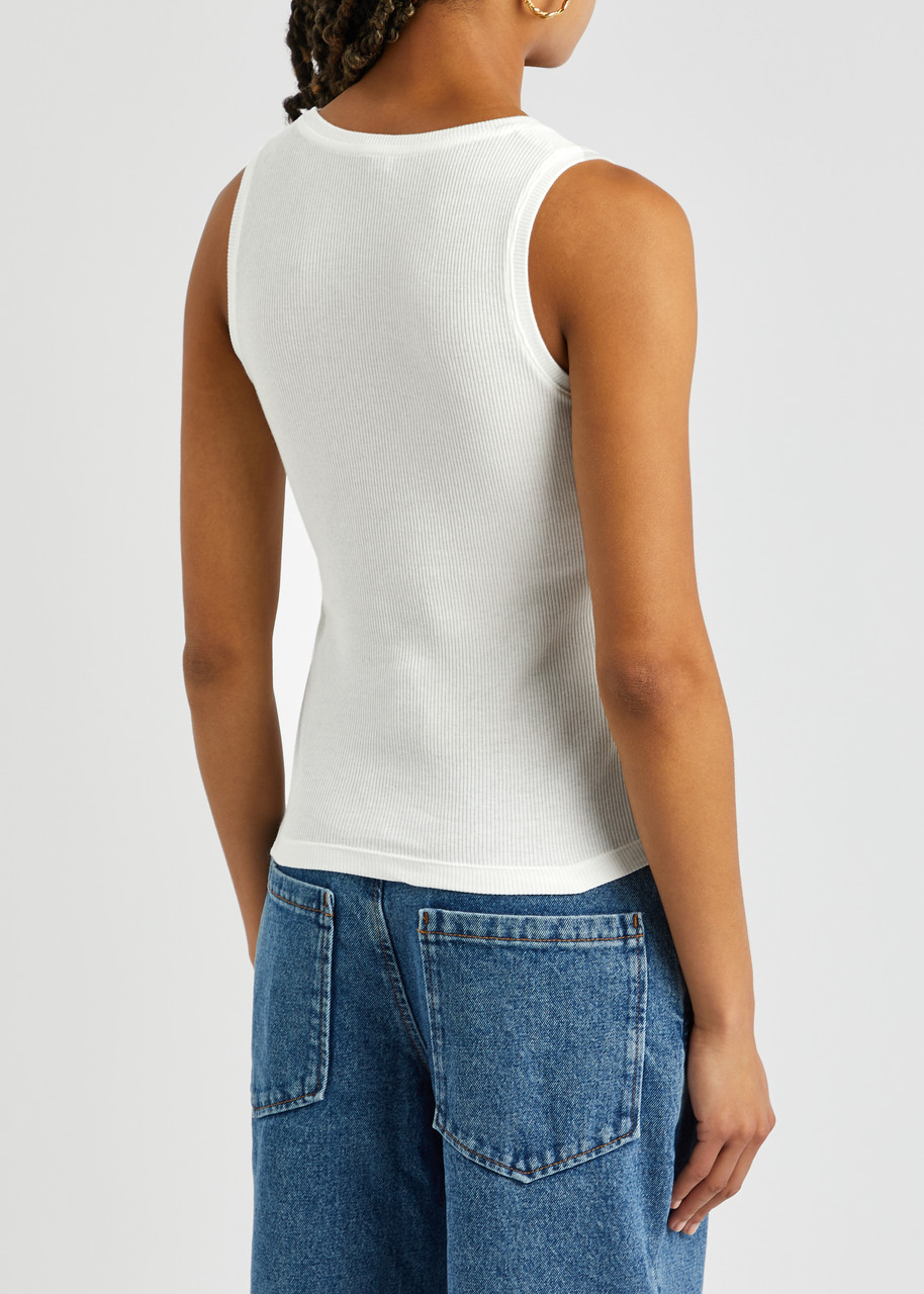 Loewe Logo-embroidered Stretch-cotton Tank - White - S 