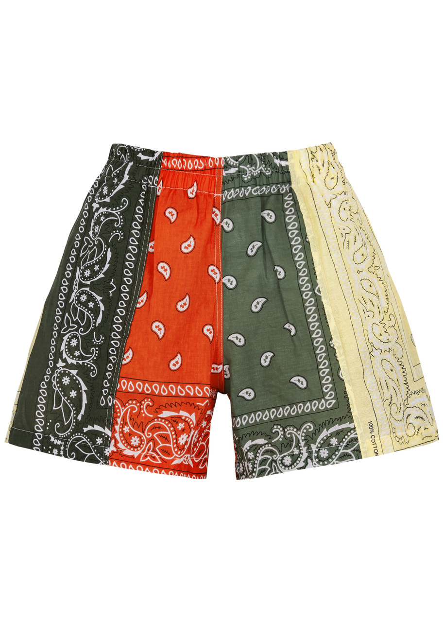 Arizona Love Bandana-print Khaki Cotton Shorts, Shorts, Relaxed Fit