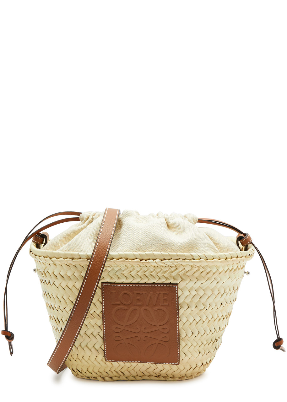 Loewe Canvas and Raffia Basket bag - Tan - One Size