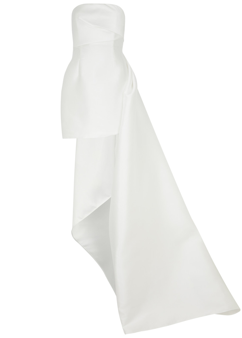 Solace London Meyer Strapless Satin Mini Dress In Cream