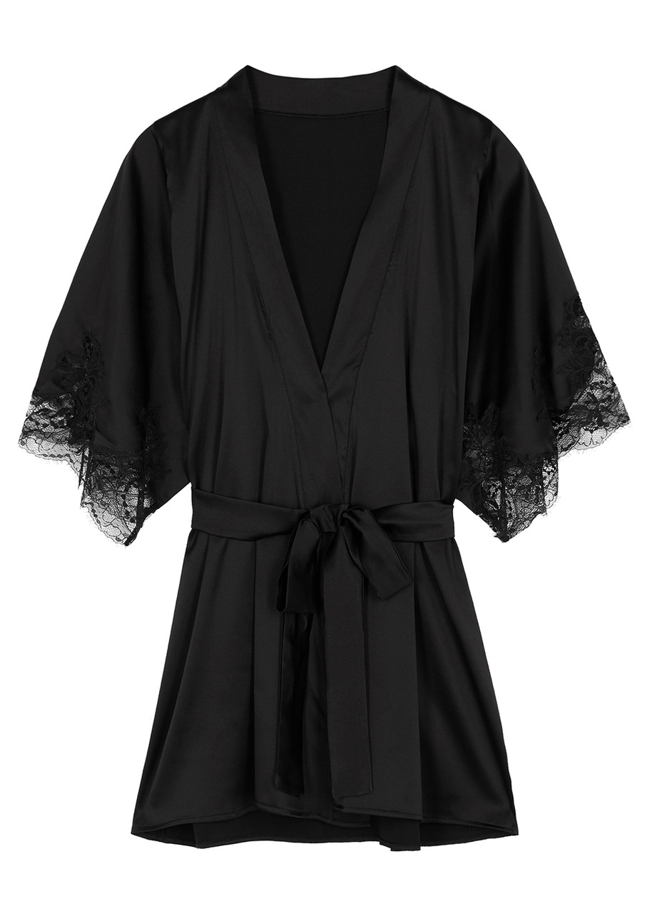 Fleur OF England Signature Silk-blend Robe - Black - S/M