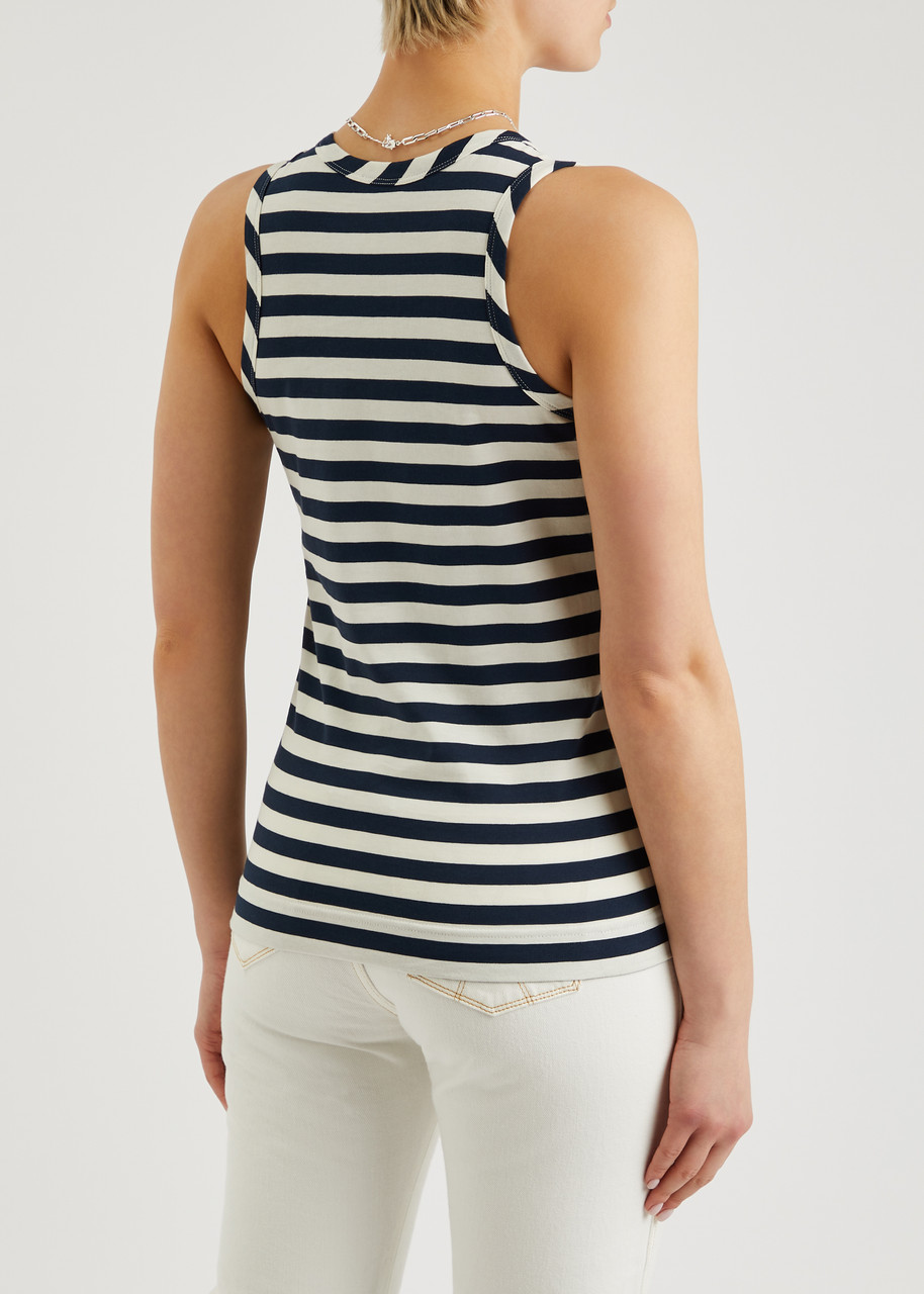  Moncler Striped Logo-print Cotton Tank - Blue - M 